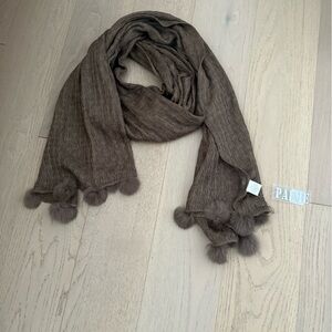 Brown Kids Scarf with Pom Poms